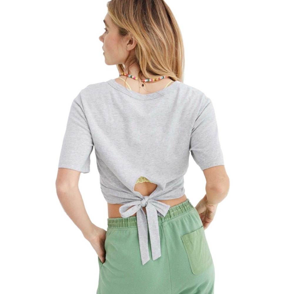 Aerie Cropped Wrapback Tee - Picture 5 of 9